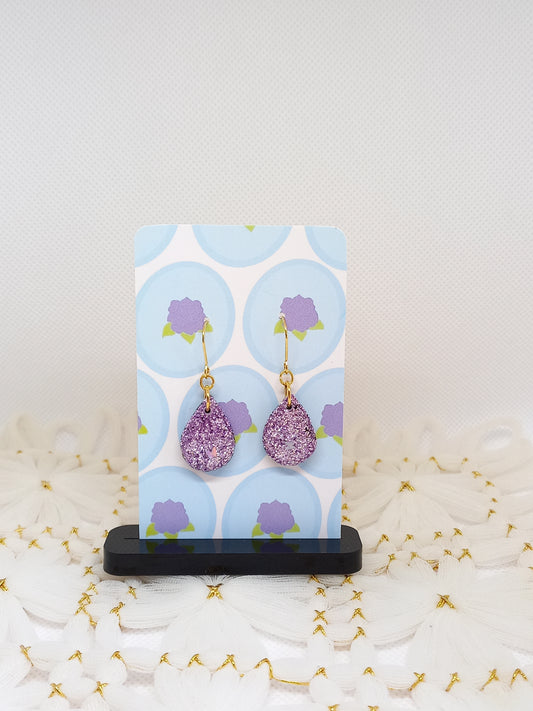 Purple Glittery Teardrop Earrings | Sparkles Collection