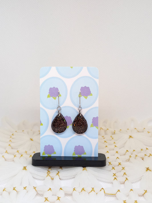 Black Glittery Teardrop Earrings | Sparkles Collection