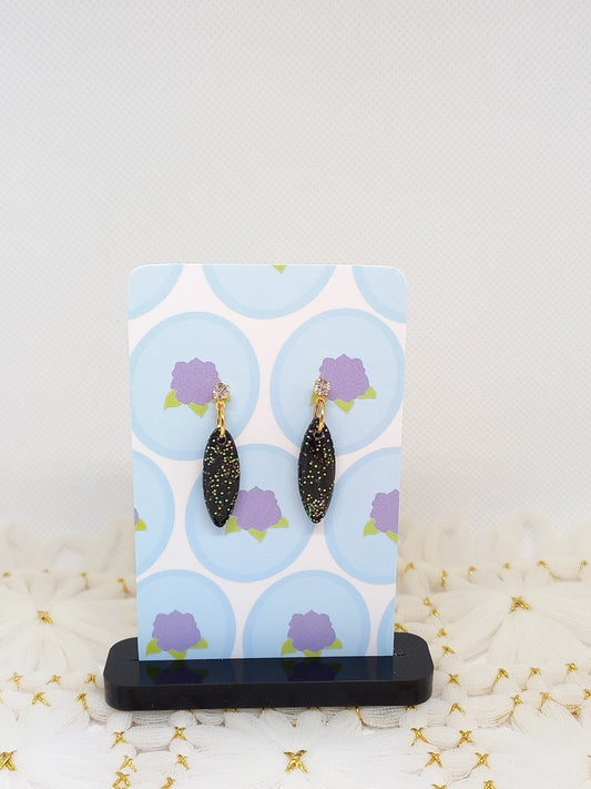 Black and Green Glittery Drop Earrings | Sparkles Collection