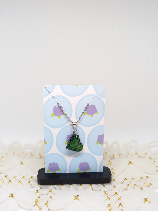 Green Glittery Heart Necklace | Sparkles Collection