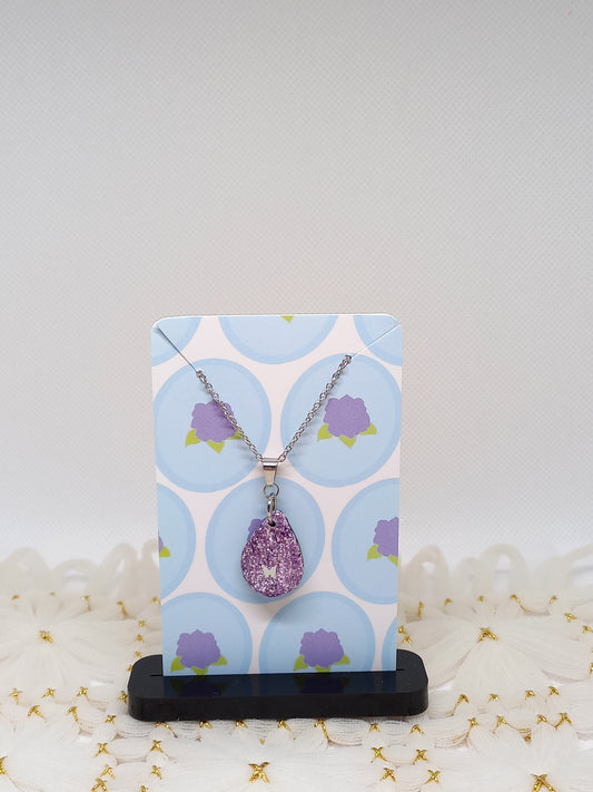 Purple Glittery Teardrop Necklace | Sparkles Collection