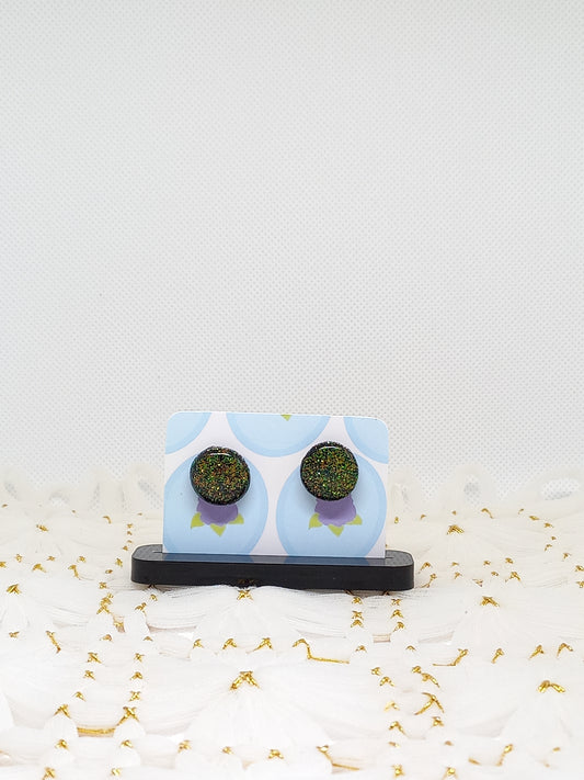 Green Glittery Stud Earrings | Sparkles Collection