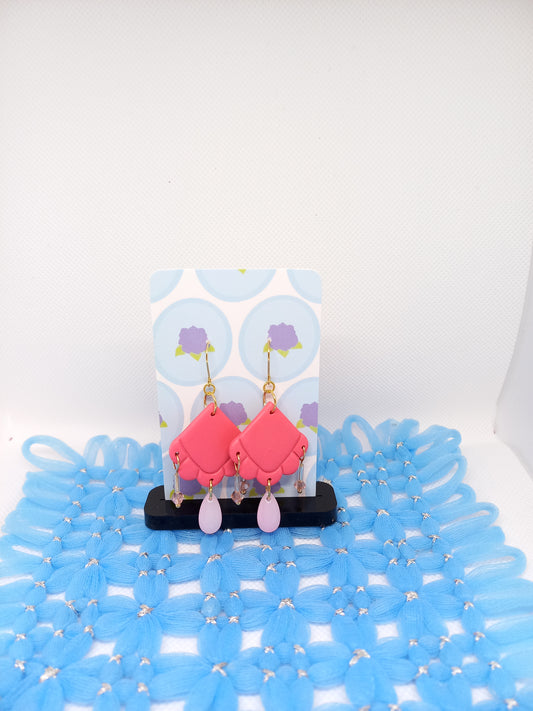 Pink Embossed Teardrop Earrings | Embossed Collection