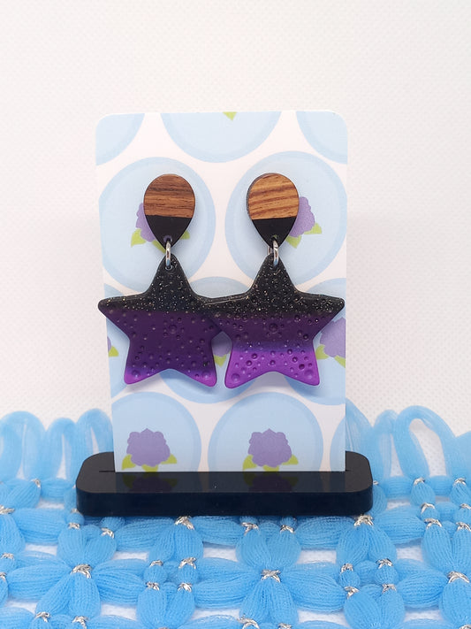 Purple & Black Large Starfish Earrings | Sea Critters