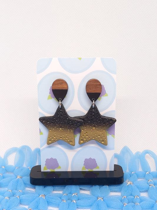 Black & Gold Large Starfish Earrings | Sea Critters