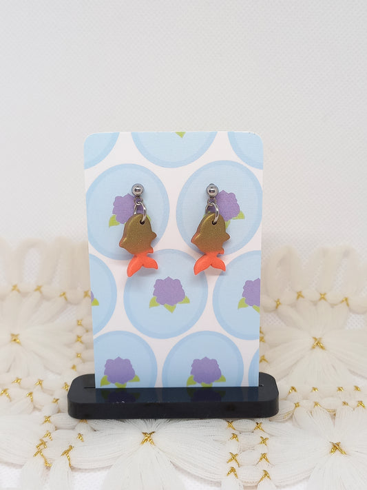 Gold & Orange Ombré Goldfish Earrings | Sea Critters