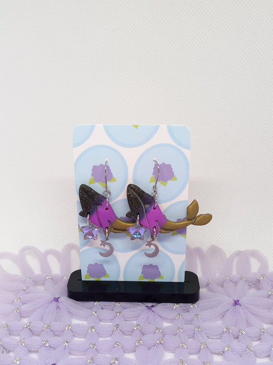 Black, Purple & Gold Whale Earrings | Sea Critters