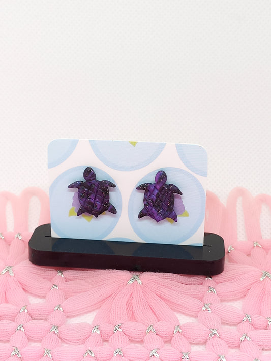 Purple & Black Turtle Studs | Sea Critters