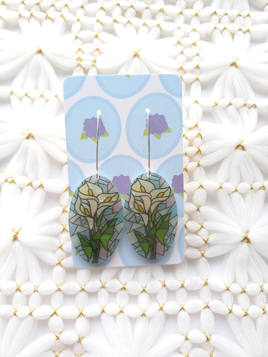 Arum Lily Stained Glass Earrings | Flower Power