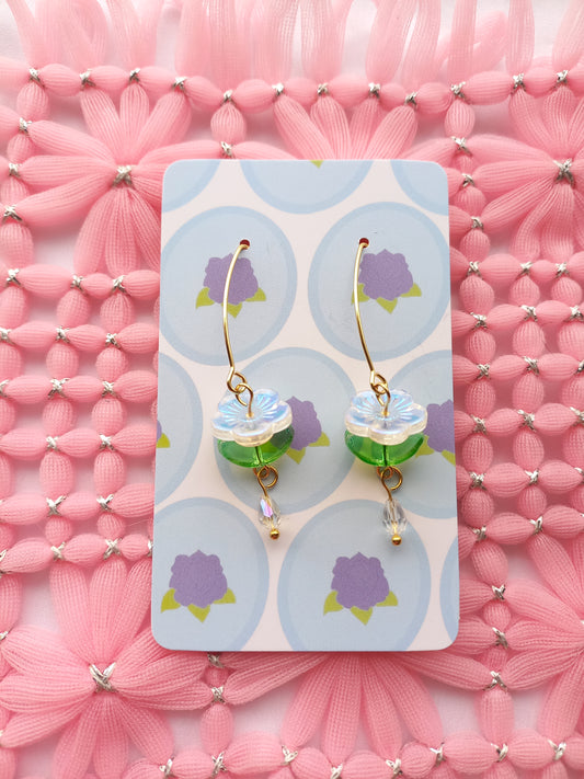 Clear Reflective Flower Drop Earrings | Flower Power