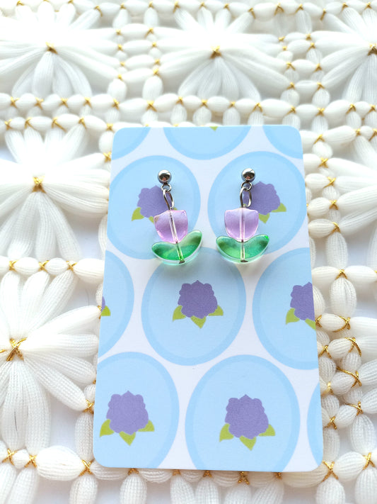 Lavender Tulip Ball Stud Earrings | Flower Power