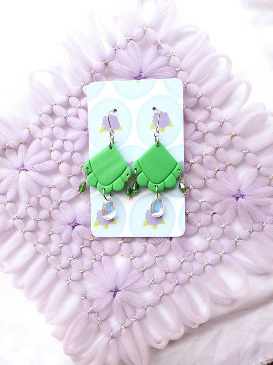 Green Embossed Teardrop Earrings | Embossed Collection