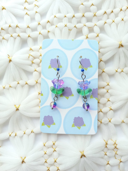 Blue & Purple Flower Drop Earrings | Flower Power