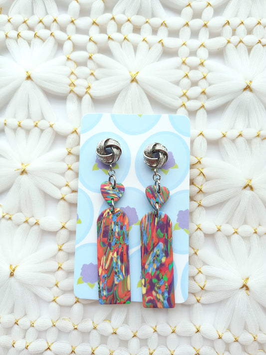 Multi Coloured Heart Arch Earrings | Love Collection