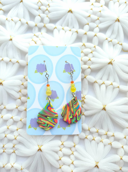 Scalloped Multicoloured Swirl Earrings