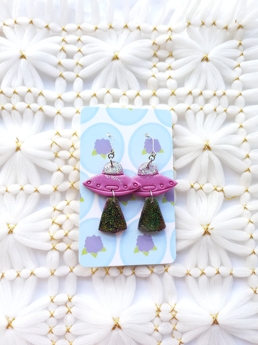 Purple & Green UFO Earrings | Fantasy