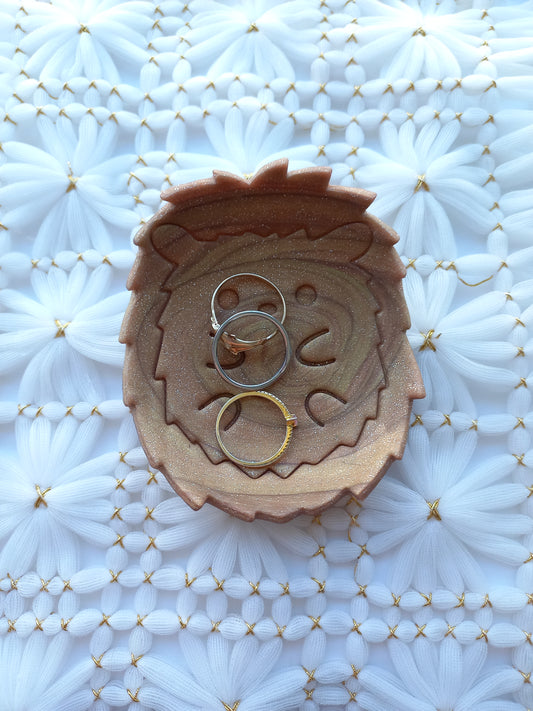 Golden Shimmery Hedgehog Trinket Dish