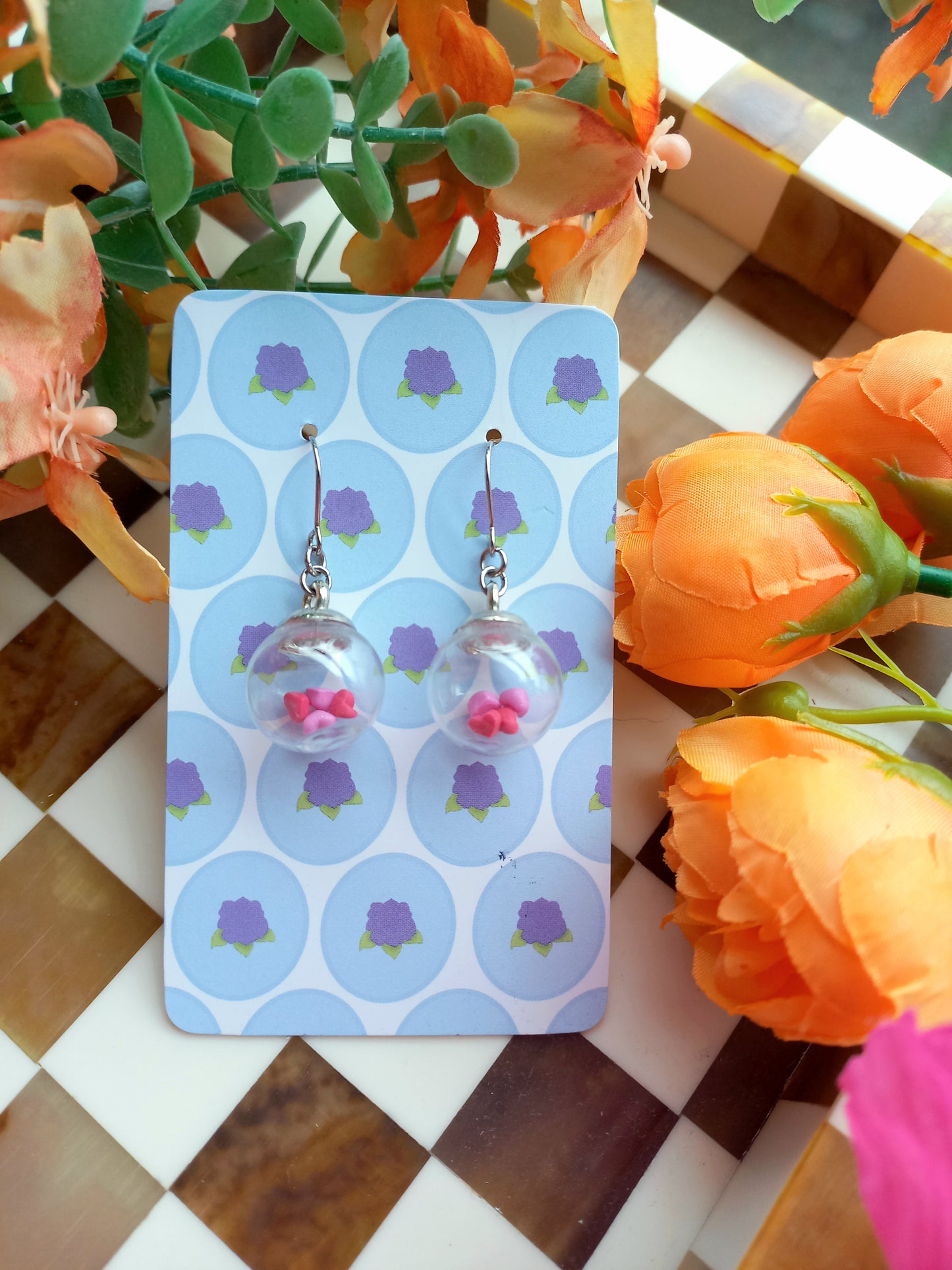 Glass Heart Bauble Earrings