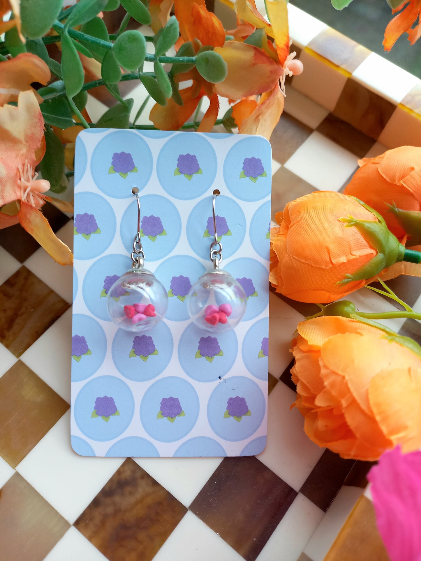 Glass Heart Bauble Earrings