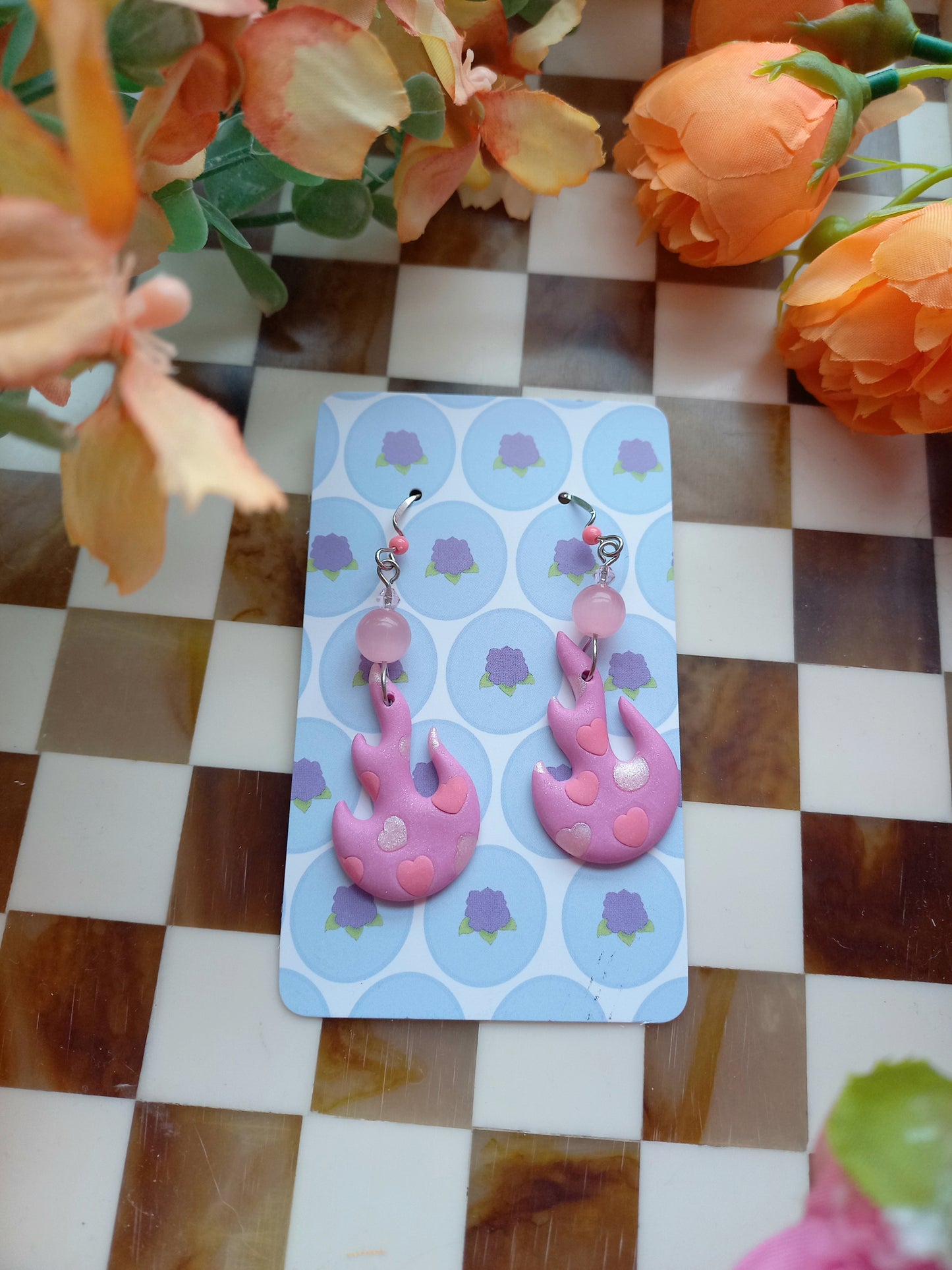 Pink Flame Earrings