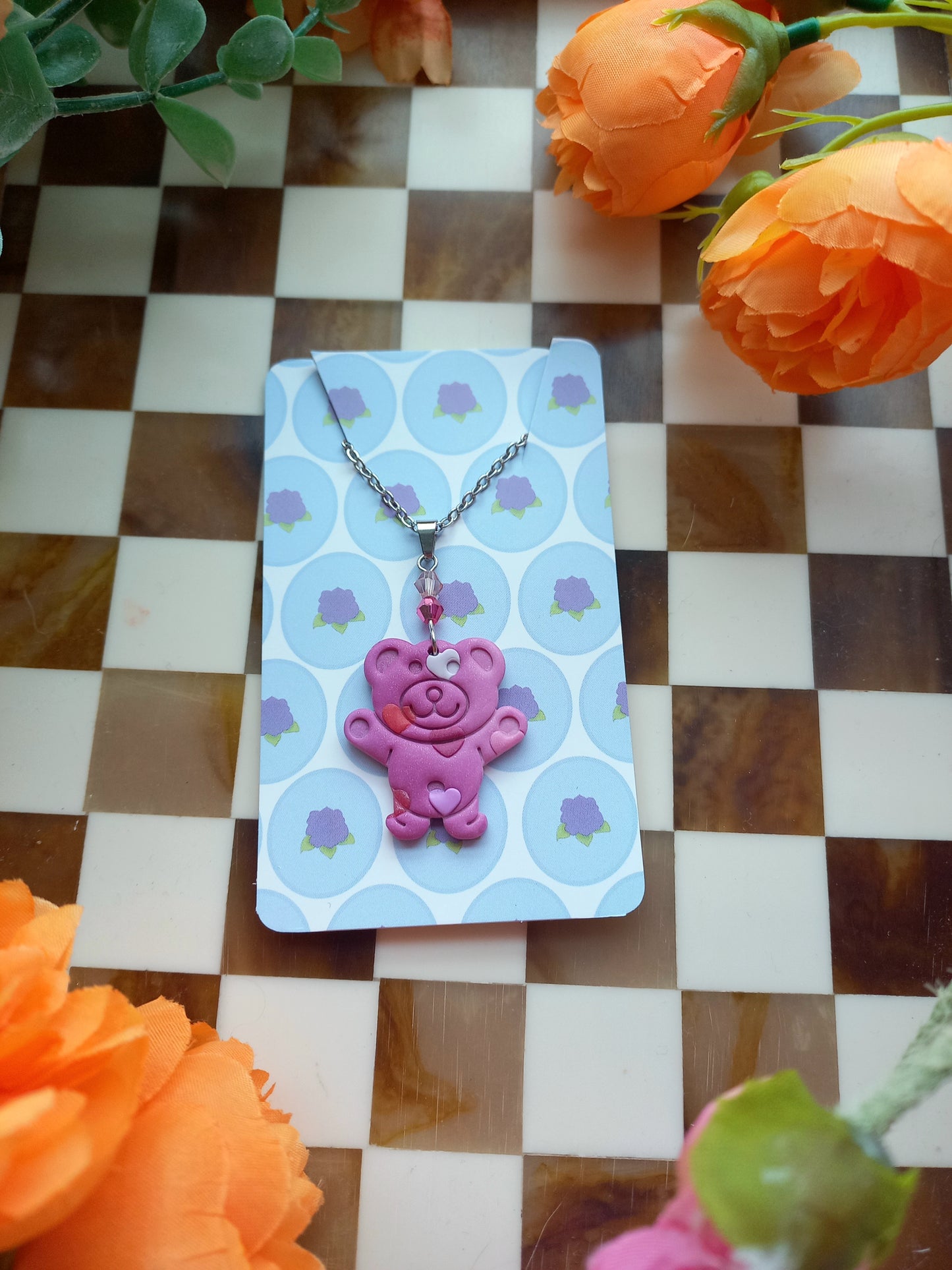 Pink Teddy Necklace