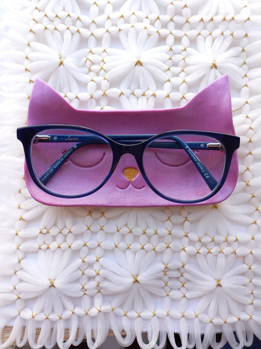 Purple Shimmery Glasses Cat Tray