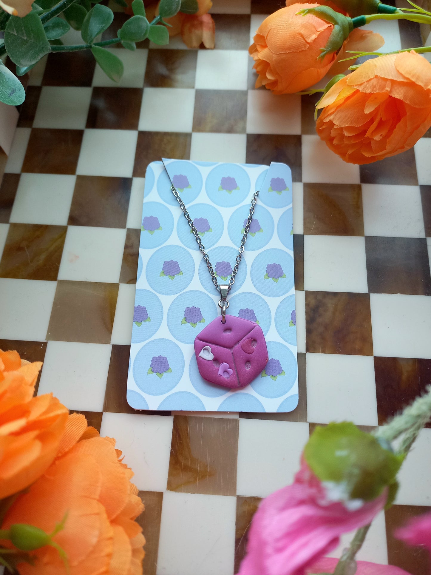 Purple Dice Necklace