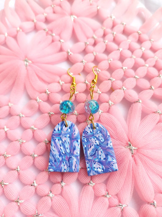 Blue & Purple Marbled Arch Earrings | Blue Marbled Collection