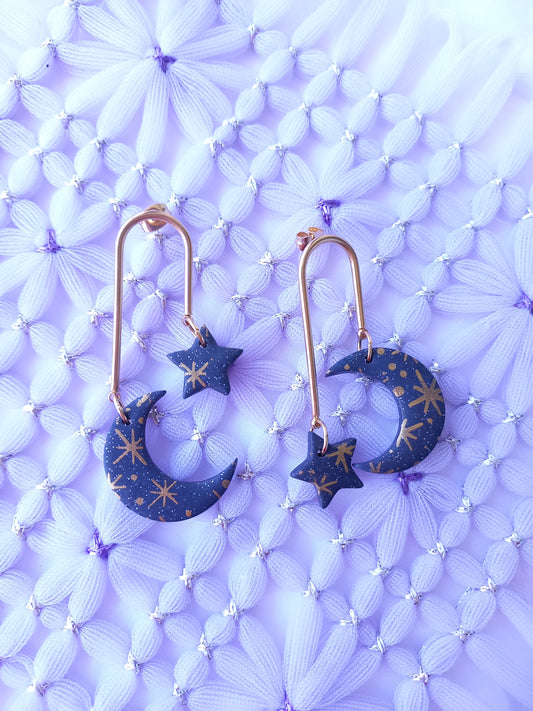 Starry Moon Arch Earrings | Celestial Collection