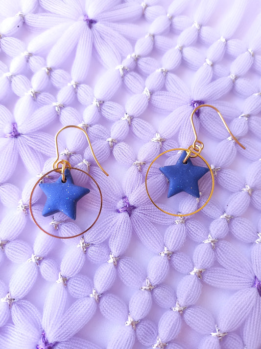 Blue Stars in Hoops Earrings | Celestial Collection