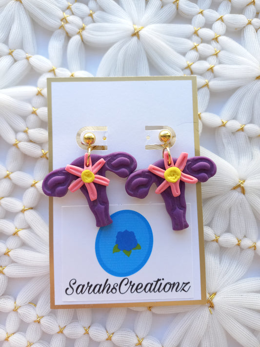 Uterus Floral Earrings | Endometriosis Awareness