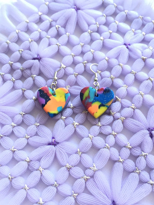 Multi-Coloured Heart Earrings